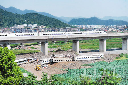 溫州動車事故現場