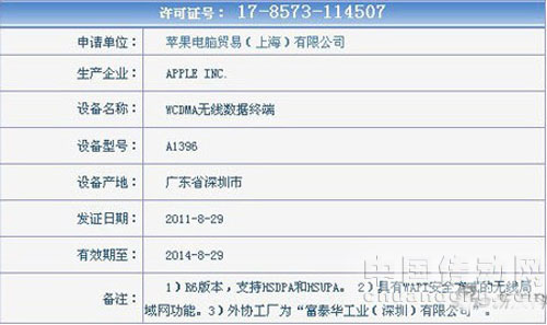 蘋果3G版iPad 2入網許可