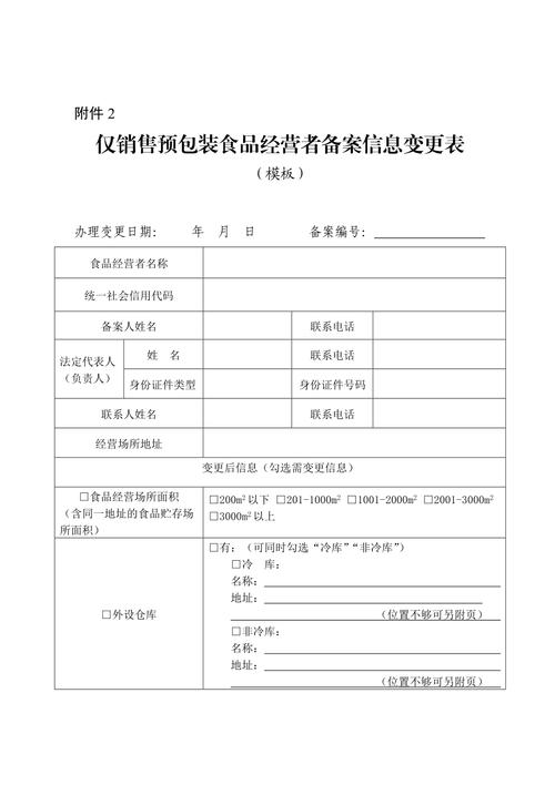 廣東僅銷售預包裝食品經營者備案信息變更表docx